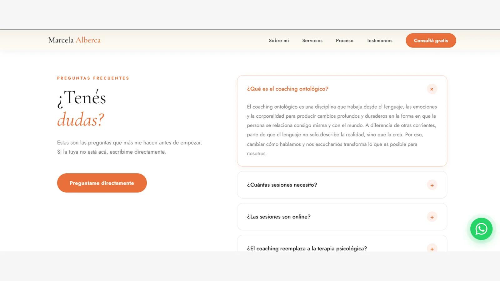 FAQ Marcela Alberca coaching